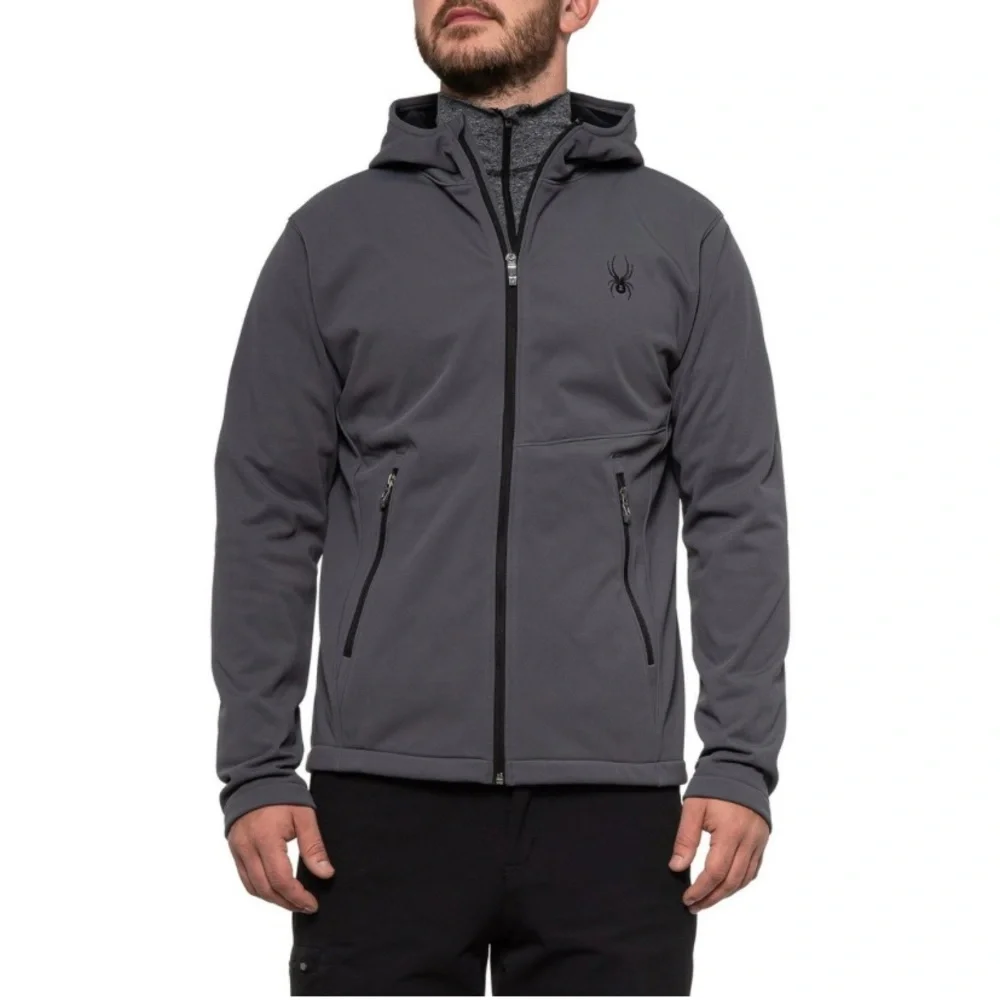Spyder Men's Hooded Softshell Jacket - Gray Size M